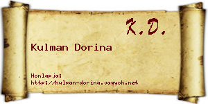 Kulman Dorina névjegykártya